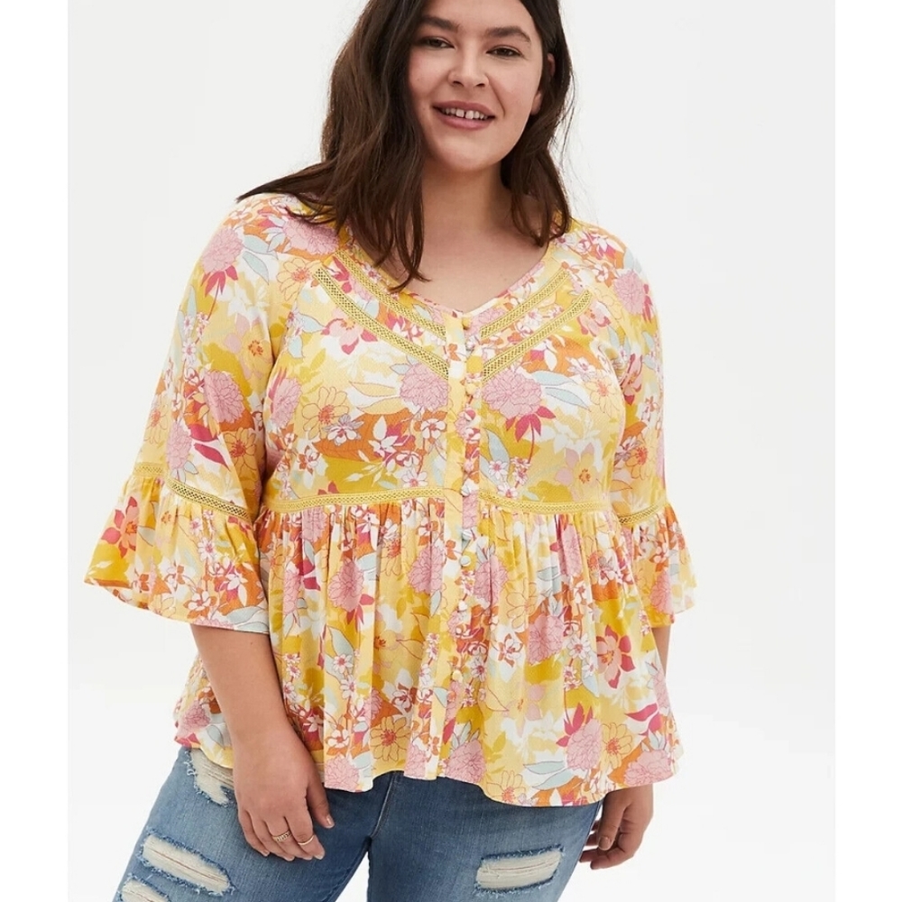 NWOT Torrid Casual Flowy Bell Sleeve Top